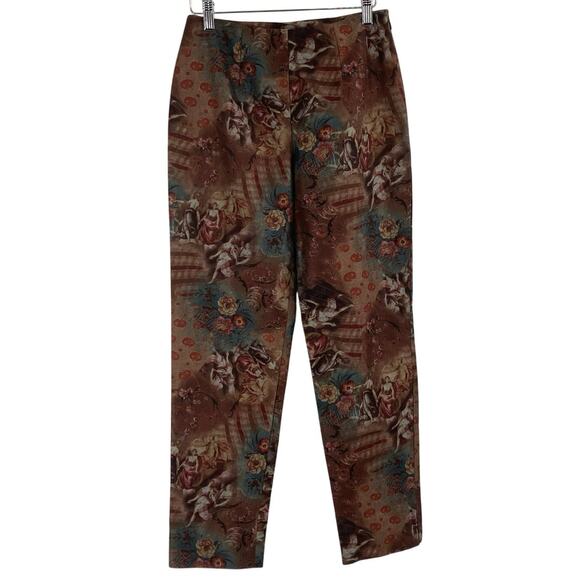 Vintage Eric Casual Novelty Print Angel Cherub Art to Wear Boho Mixed Print Pant - Picture 1 of 10